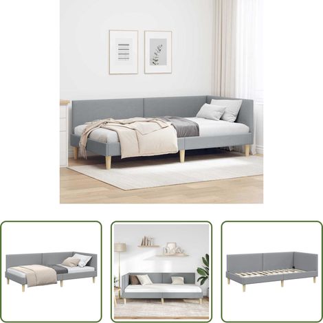 Canapé convertible -  Cadre de lit d'angle avec tête de lit Gris clair 80 cm x 200 cm (1/5)