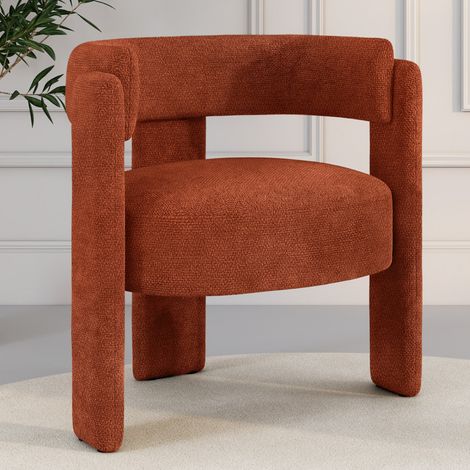 Sillón trípode GUSTAVE tejido chenilla terracota