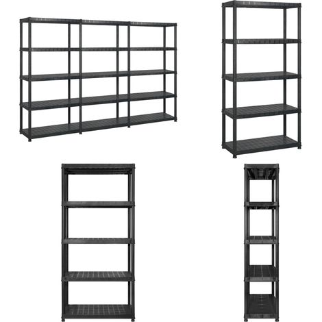 Étagère de rangement à 5 niveaux Noir 255x40x185 cm Plastique - Etagere De Rangement - Étagères Murales - Rangement Intérieur - Meuble De Rangement - Étagère Industrielle - Home & Living (1/5)