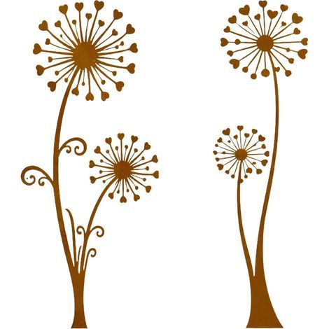 Set mit 2 dekorativen Gartensteckern im Rost-Look, Metall-Gartendekoration mit Löwenzahnmuster im Rost-Stil, Vintage-Frühlingsdekoration für Töpfe, Balkon und Terrasse (1/5)