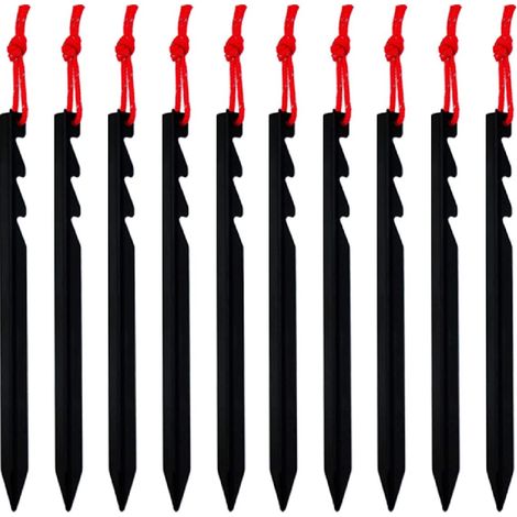 Piquets de tente de 18 cm en alliage d'aluminium, légers et faciles à fixer (lot de 10). (1/5)