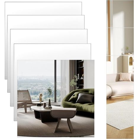 5 Pcs Petit Miroir Mural Adhesif, 20 x 20 cm Miroirs Autocollant Adhésif, Miroir à Coller Flexibles, Miroirs Adhésifs en Acrylique Muraux a Coller pour Salle de Bain Salon Chambre Portes Armoires (1/5)
