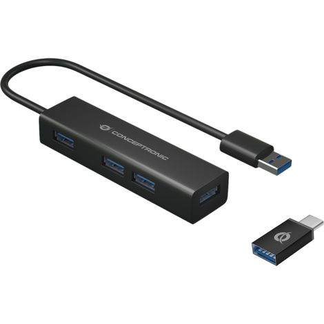 Conceptronic HUBBIES06B Schnittstellen-Hub USB 3.2 Gen 1 (3.1 Gen 1) Type-A 5000 Mbit/s Schwarz (1/3)
