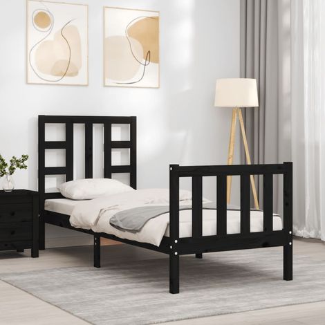Cadre de lit sans matelas noir bois de pin massif vidaXL (1/5)