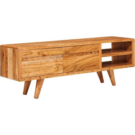 Meuble TV,Banc Tv Moderne,Meuble De Rangement Marron 110 x 30 x 40 cm Bois d'Acacia Massif CFW72701 (1/5)