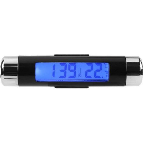 Thermomètre Horloge Voiture - Affichage Numérique Rétroéclairé LED - Clip Sortie Air - 82 x 18 mm - 1 Pièce (1/4)