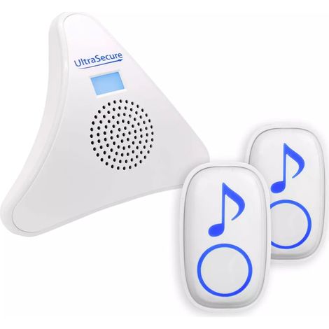 Kit d'appel double panique SOS sans-fil 300m 2 boutons + carillon triangle alimentation de secours 35 mélodies (DA600+) (1/5)