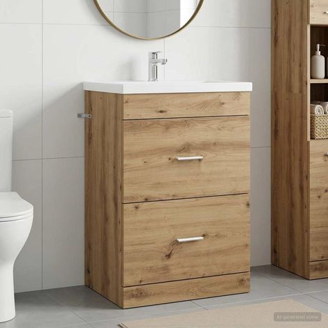 Gabinete de baño debajo del lavabo Roble Artesanal