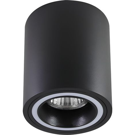 Luminaire en saillie KOBALD GU10 1X max.25W aluminium noir, acrylique blanc H: 10cm Ø8cm dimmable (1/3)