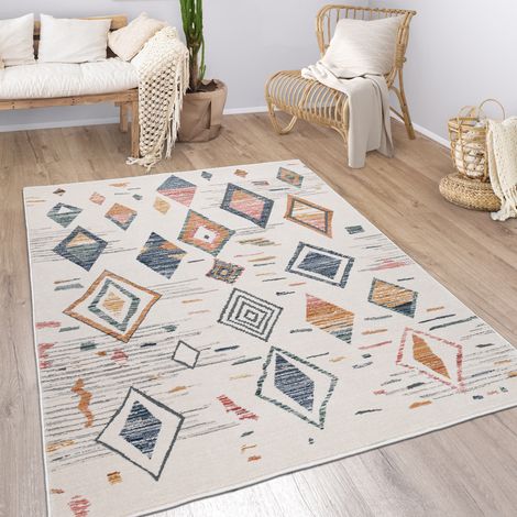 Paco Home Tapis Salle de séjour Pile courte Motif géométrique Skandi Boho Style moderne 80x150 cm, Multicolore 2 (1/4)