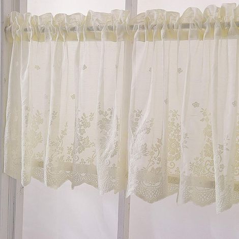 Voilage Rideau Jacquard Transparent Bistro Maison de Campagne Tringle non incluse x H 1 Pièce 137 cm 90 cm L (1/5)