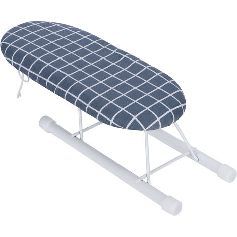 Planche à repasser pliable pour manchettes et cols, idéale pour la maison et les voyages - Modèle quadrillage bleu foncé