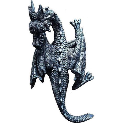 Tête et queue de dragon noir volantes, pendentif de jardin, décoration d'intérieur, ornement en résine. (1/5)