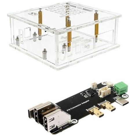 Boîtier pour Raspberry Pi 5 + carte adaptatrice HDMI compatible HD - Noir (1/5)