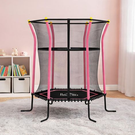 Trampoline coloris rose en acier plastique 163,5 x 163,5 x 190 cm (1/5)