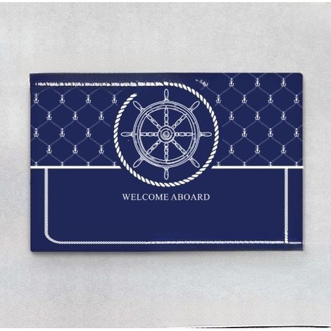 New Welcome Aboard Doormat 90x60cm - Welcome Rug Pattern 03 - Dark Blue