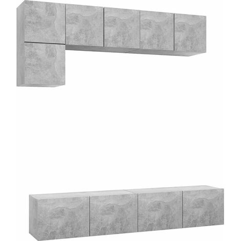 Maison Exclusive - Set di Mobili Porta TV 5 pz Grigio Cemento in Legno Multistrato (1/5)