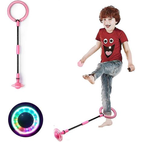 Balle de saut pliable pour enfants 11 sections rose. Jeu de fitness et de musculation avec corde à sauter. Idéale pour brûler les graisses. (1/5)