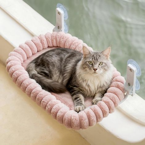 Elegant Hamac pour Chat Pliable - Hamac Chat Fenetre avec réversible et Lavable lit pour, lit de fenêtre avec 4 ventouses puissantes Supporte jusqu'à 18kg (Rose, L) (1/5)