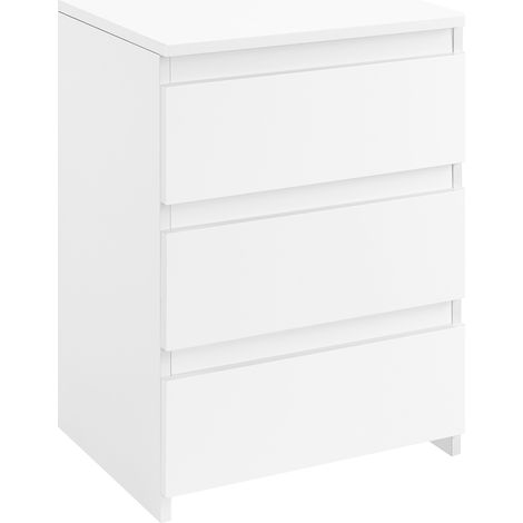 Yaheetech Comodino Cassettiera Camera da Letto con 3 Cassetti Mobiletto Moderno Tavolino Elegante in Legno MDF per Soggiorno/Cucina/Ufficio Bianco (1/5)