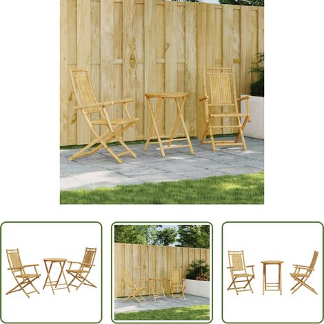 Chaise de jardin pliante - Ensemble de bistro 3 pcs bambou (1/5)