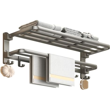 Porte-serviettes en aluminium gris anthracite, organisateur de rangement pour salle de bain Punch (gris) (1/5)