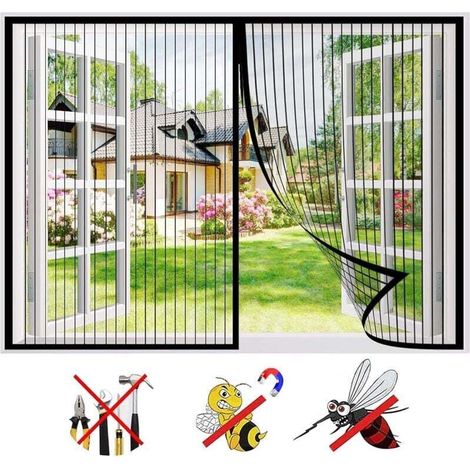Moustiquaire FenêTre MagnéTique, Fermeture Automatique Insectes Fenêtre D'écran Magnétique, Sans Perage Facile à Installer, pour Fenêtre Portes-Black 47x51inch(120x130cm)