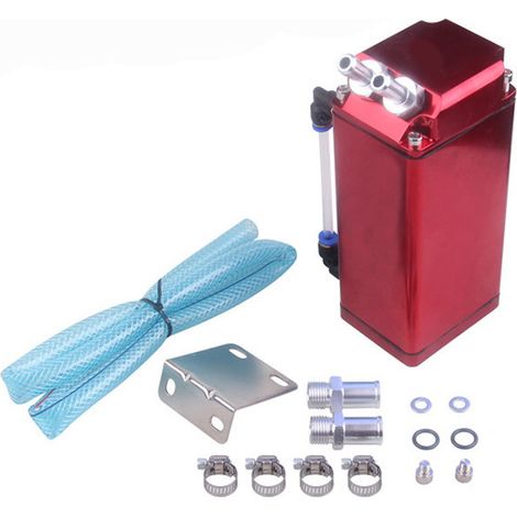 Bidon d'huile carré RASTP pour personnalisation automobile / Séparateur d'huile / Filtre de récupération d'huile usée secondaire - Rouge sans marquage (1/4)
