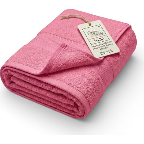 Telo Doccia Fuxia 100x150 in Spugna 100% Cotone 450 g/m² Made in Italy