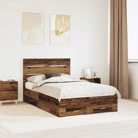 Cadre de lit-Structure de lit Bois ancien 120 x 190 cm Bois d'ingénierie 913673 (1/5)