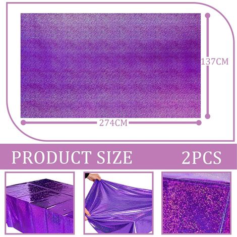 2 Pièces Violet Nappes Fête Brillante,Nappe Holographique Table Irisé Plastique,Nappes Rectangulaires Imperméable pour Mariage,Pique-niques,Noël,D'anniversaire Fille,Décoration de Fête(137x274cm) (1/5)