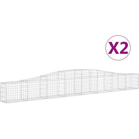Paniers à gabions arqués 2 pcs  Mur en gabion 400x30x40/60 cm Fer galvanisé