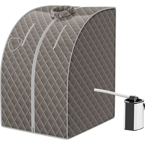 Sauna vapeur portable gris avec réservoir inox 3 L, 9 températures réglables et télécommande pour maison, salle de bain et détente (1/5)