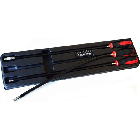 Trade Shop - Juego De 3 Llaves Extra Largas Y Flexibles Con Cortadores Para Taller De Coche 500 Mm - (1/4)
