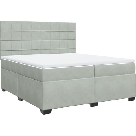 Maison Exclusive - Giroletto a Molle con Materasso Grigio Chiaro 200x200cm Velluto (1/5)
