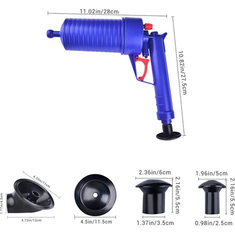 Déboucheur à air comprimé pompe haute pression nettoyeur canalisation ABS avec 4 bouchons 27,5x28,5 cm 850 g