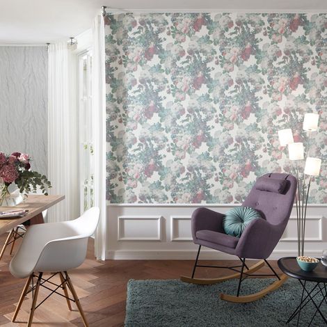 Papier peint fleuri vintage idéal salon | Tapisserie vintage motif floral chambre adulte | Papier peint motif floral couloir & séjour (1/2)