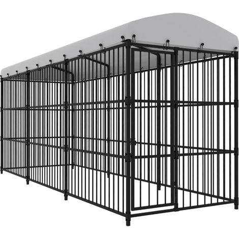 vidaXL Chenil d'extérieur avec toit pour chiens 450x150x210 cm