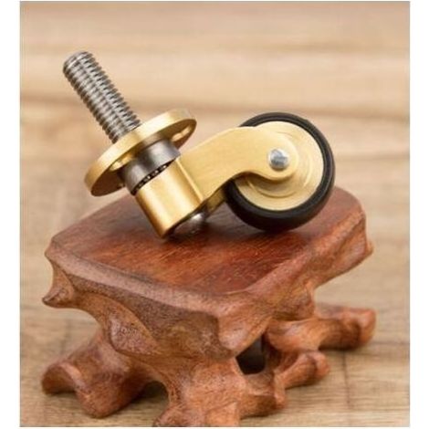 BRICOOMARKET Lot de 2 roulettes universelles en laiton massif Roues pivotantes en caoutchouc Tige filetée pour installation rapide Pour pieds de piano et canapés (1/5)