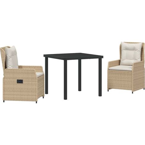 Ensemble de salle à manger pour jardin 3 pcs,Salon de jardin Beige polyrotin CFW17298 (1/5)