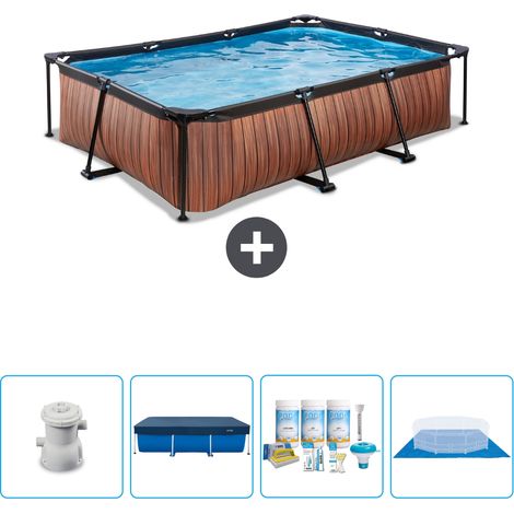 Exit-toys Piscina Exit Rettangolare - Effetto legno - 300x200x65 cm - 5-pezzi SCB1