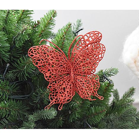 Lot de 6 décorations de Noël 15 cm (5,9 pouces) pour sapin, mariage et fêtes (rouge)