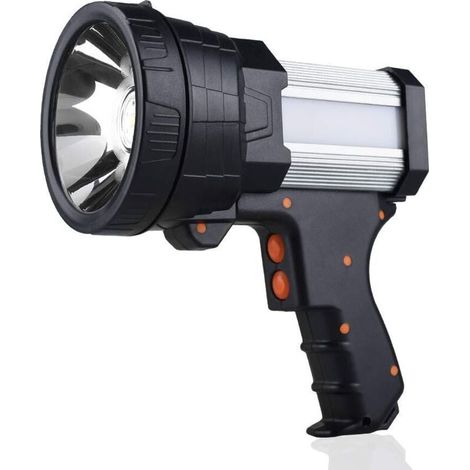 Projecteur rechargeable, super lumineux, 6000 lumens, lampe de poche LED, 10 000 mAh, longue durée, grande lampe de poche, projecteur et lampe de poche de camping (1/4)