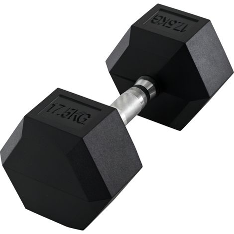 Kurzhantel, 17,5 kg Hantel, Hantel, Gewicht, Anti-Rutsch-Griff, Schwarz + Silber