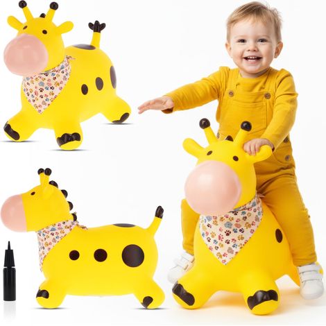 Maglione giallo con giraffa e bandana