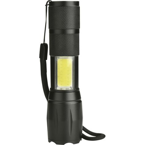 Lampe torche LED portable T6 + COB étanche avec zoom télescopique et 4 modes d'éclairage pour l'extérieur