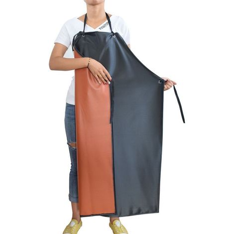 Tablier de travail fin, léger et imperméable en PVC, tablier de jardinage, tablier neutre pour abattoirs, tablier d'usine imperméable et résistant aux huiles (1/5)
