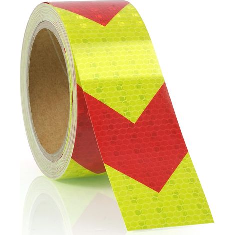 Ruban adhésif réfléchissant, 10 m x 5 cm Imperméable Bande réfléchissante autocollante d'avertissement, Réflecteur Visibilité Bande, Ruban Avertisseur pour Véhicules, Voitures, Remorques (1/5)