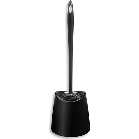 Portascopino wc da appoggio nero in abs con setole nere
