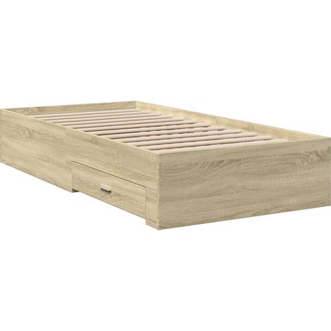 Cama con cajones madera ingeniería roble Sonoma 75x190 cm vidaXL
